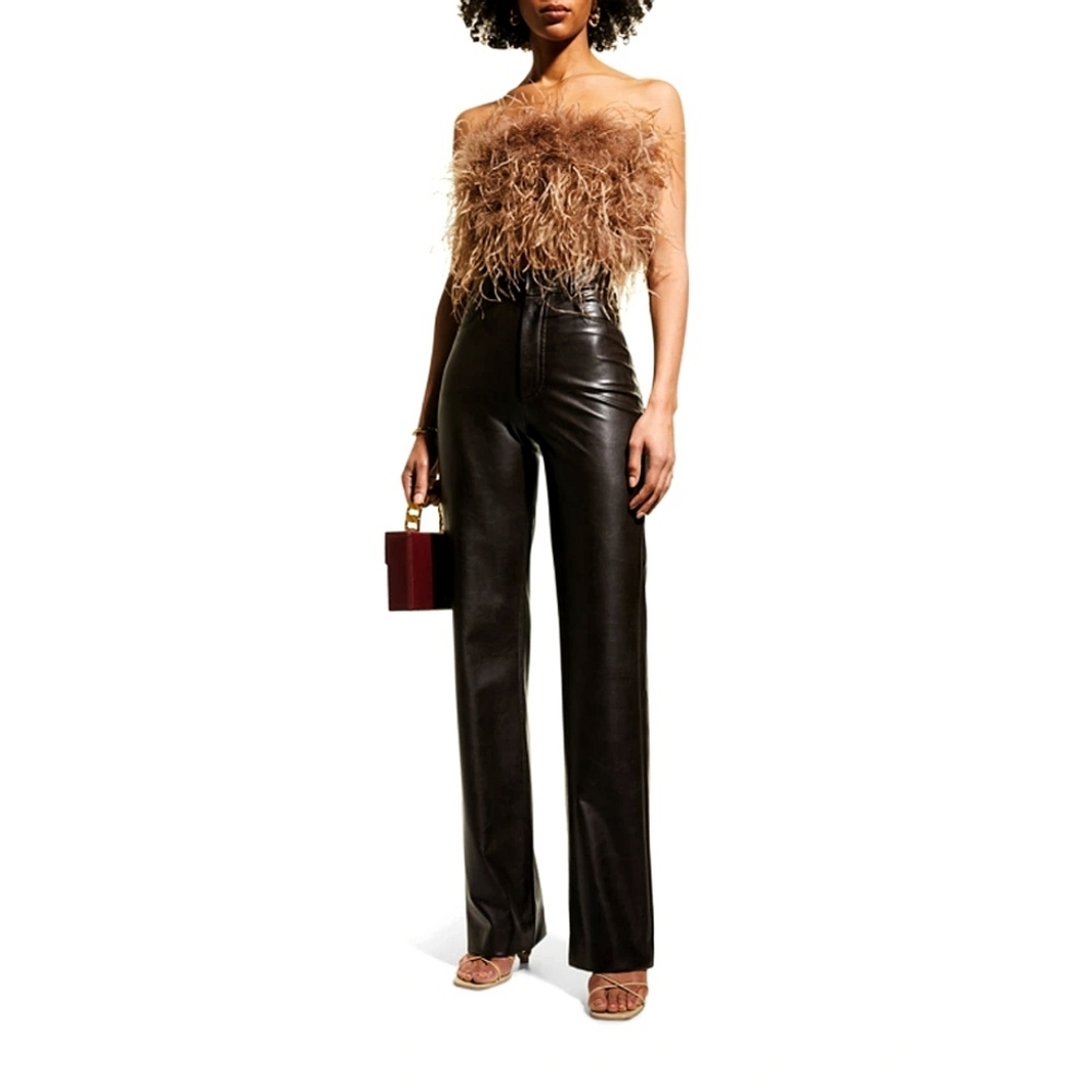 Lamarque Zaina Ostrich Feather Crop Bustier Top - Picture 13 of 14